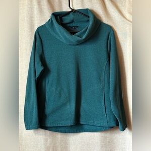 Lands' End•cowl turtleneck sweater•women’s large petite•polyester•teal/peacock